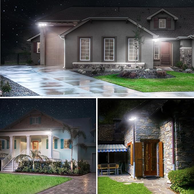 Olafus 80W Flood Lights Outdoor 2 Pack, Switch Controlled LED Security Lights 8000LM, 6500K Outside Floodlight, IP65 Waterproof Exterior Light Fixture for House, Yard, Garage, Wall/Eave Mount White