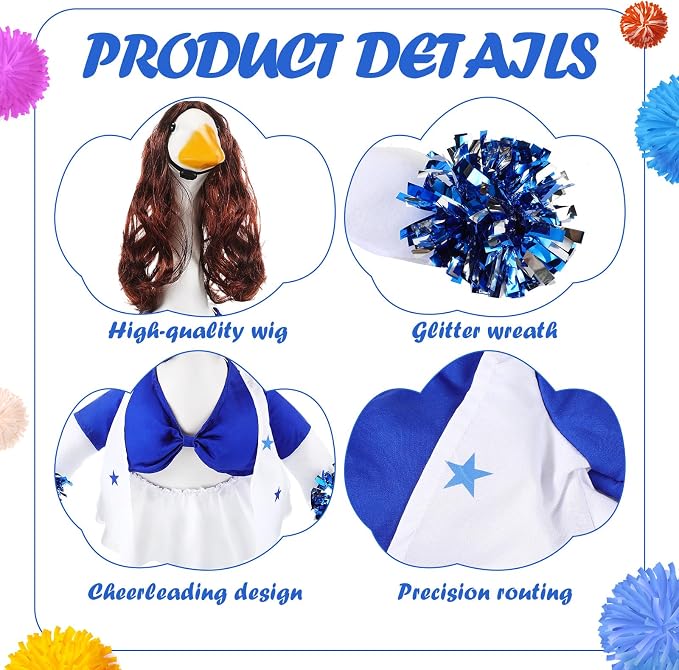 2 Pcs Cheerleader Porch Goose Outfit Clothes Cheerleading for 23" Goose Costume Garden Yard Outdoor Decorations