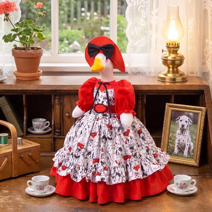 Suzile Porch Goose Outfit Dog Lover Goose Costume for 23" High Cement or Plastic Geese Clothes for Yard Lawn Outdoor Garden Patio Concrete Duck Statue Dresses Decorations