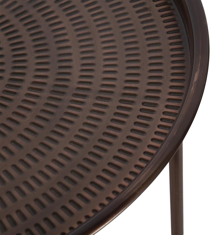 Kate and Laurel Mahdavi Modern Round Outdoor Coffee Table; 25 x 25 x 16; Bronze; Transitional Patio Coffee Table with Textured Top for Outdoor Furniture Decor