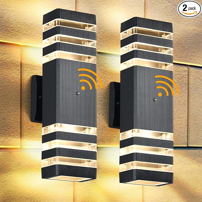 DASTOR Dusk to Dawn Outdoor Wall Lights, Modern Exterior Sconce Lighting Fixtures, Up and Down Outdoor Porch Lights, Aluminum Waterproof Outside Lights for House Porch Garage, 2 Pack