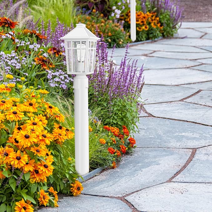 Darkaway Outdoor Post Lights Lamp Post Light Fixture, Waterproof Aluminum Housing with Glass, Fence Post Deck Lighting for Garden, Patio, Pathway (2 Pack, White)