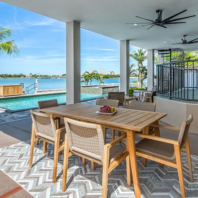 Royal Teak Collection Admiral Dining Table, 40x70-Inch Outdoor Rectangular Teak Table with Umbrella Hole, Wooden Dining Tables, Residential and Commercial Outdoor Furniture (ADT70)