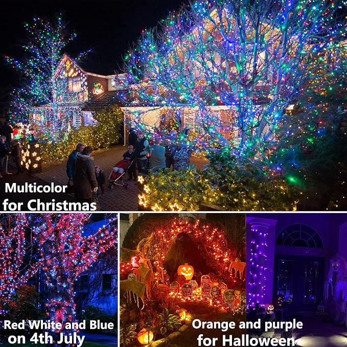 Joomer Christmas String Lights - 164FT 500LED Plug-in RGB String Lights | with Remote, Waterproof Outdoor Indoor with Timer Memory Function for Tree, Yard, Christmas Decor (Non-Connectable)
