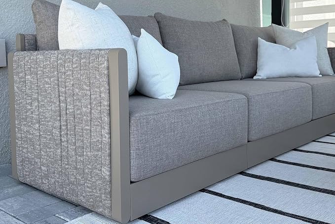 PURPLE LEAF 5 Pieces Patio Conversation Sets with Coffee Table All Weather Outdoor Couch Sectional Set with Thick Cushion Patio Conversation Set for Garden Poolside Backyard Beige