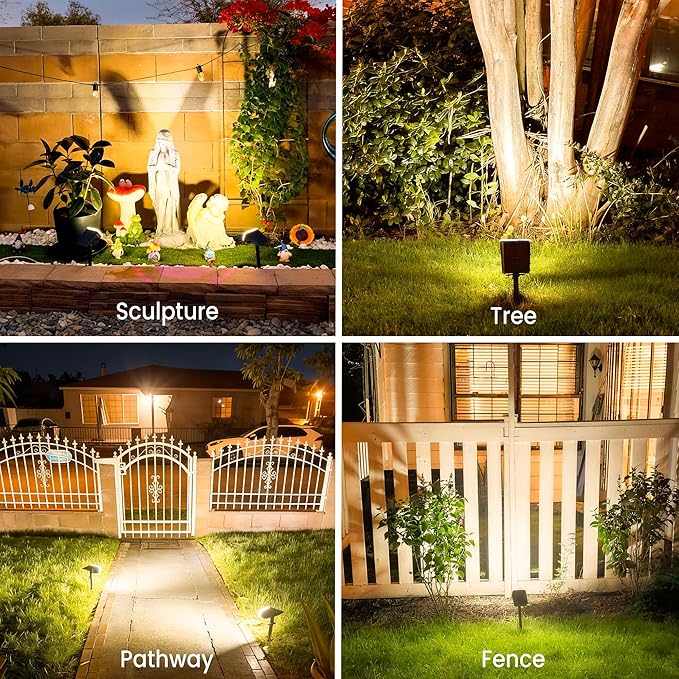 JEJOT Solar Spot Lights Outdoor Waterproof,8 Pack,2 Lighting Modes Solar Spotlights, Solar Lights for Yard Garden Lawn Landscape,Warm White