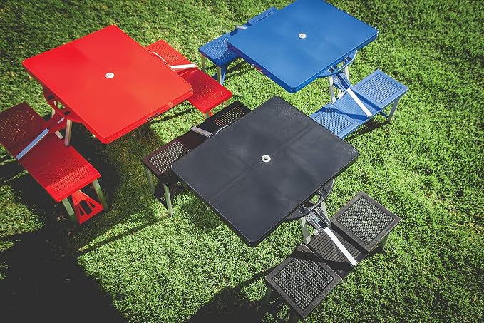 PICNIC TIME NFL Picnic Table Portable Folding Table with Seats and Umbrella