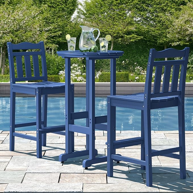 nalone 40" Outdoor Bar Table, All Weather HDPE Bar Height Patio Table Counter Round Patio Cocktail Bar Tables, Tall Bistro Tables Pub Table for Deck, Porch, Backyard, Garden