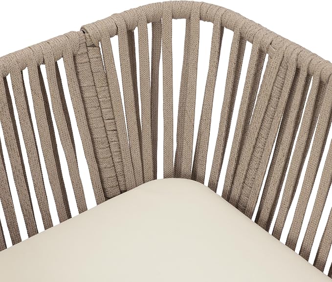 Christopher Knight Home Joan 7 Piece Patio Furniture Set with Slatted Coffee Table, Outdoor Sofa Set with Rope Back & Cushions, Acacia Wood Sectional Conversation Set, Beige+Cream+Light Teak