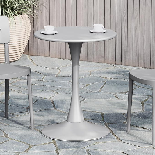 WestinTrends Playa 23.5" Round Outdoor Indoor Metal Cocktail Dining Table, Gray