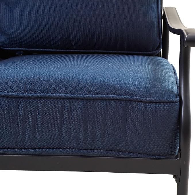 4 Pieces Patio Conversation Set 5 Seat Outdoor Furniture Sofa Chairs Patio Furniture Seating Sets with Cushion and Cofffee Table (Blue)