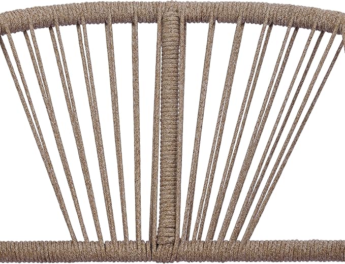 Christopher Knight Home Blanca 2 Pieces Conversation Set, Boho Patio Loveseat Sofa and Coffee Table, Acacia Wood Outdoor Loveseat and Table Set, Rope Woven Curved Loveseat with Cushions, Teak+Beige