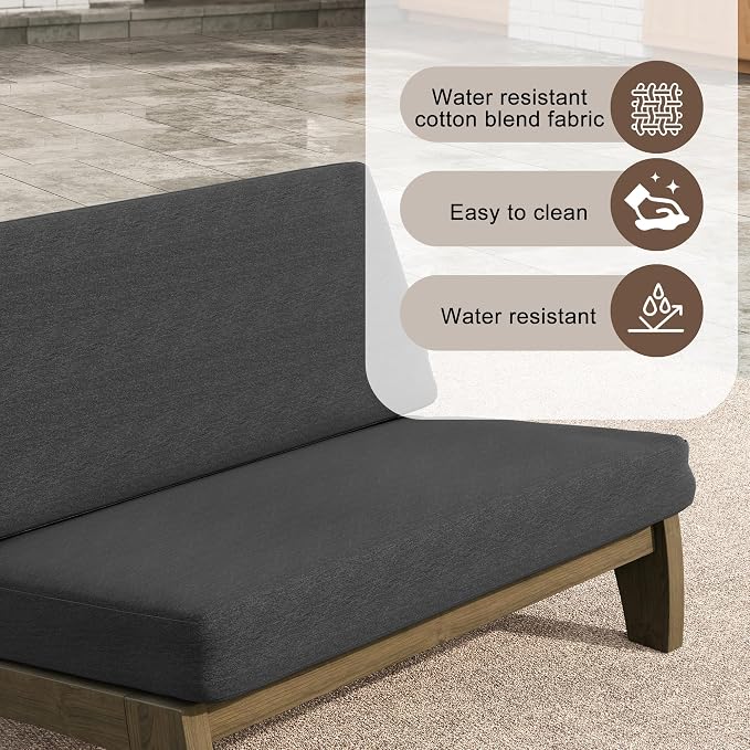 2 Pieces Patio Furniture Sets, All-Weather Outdoor Wood Bistro Set Patio Conversation Side Table Chiars and Patio Loveseat for Balcony, Backyard