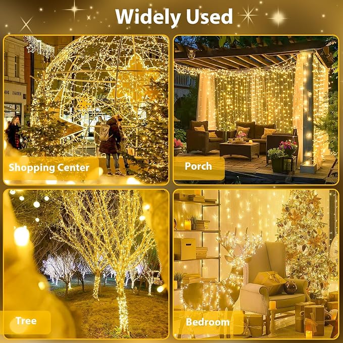 KAQ Connectable 240LED 88Ft String Lights Indoor Outdoor Timer, Warm White | Clear Wire Twinkle Fairy Lights Plug in with 13 Modes, IP44 Waterproof Design for Christmas Trees, Bedroom, Classroom, Patio