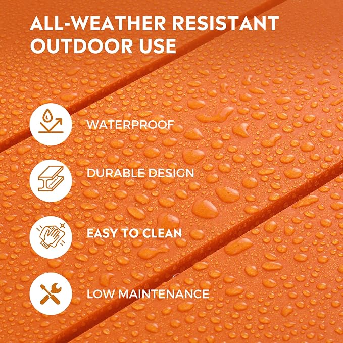 Costaelm Patio Conversation Set, Outdoor Chairs Set of 5 Balcony Firepit Furniture Outdoor Adirondack Round Table and Chair Backyard Furniture Set for Lawn Porch Pool Garden, Orange