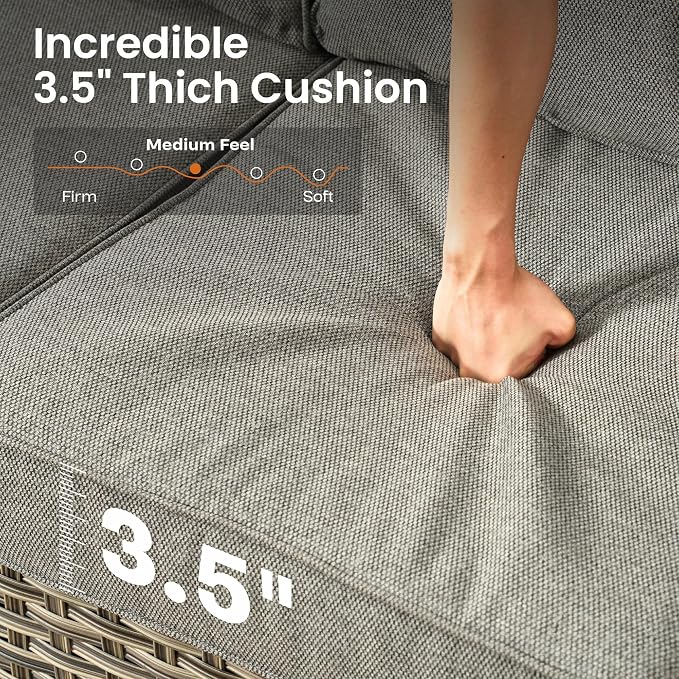 ovios 7 Piece Patio Sectional Furniture, Rattan Wicker Coversation Couch Set, Outdoor Sofa Set for Outside Porch Balcony Backyard Pool,Dark Grey