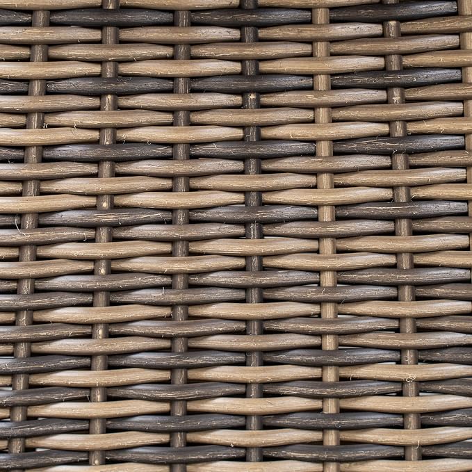 Christopher Knight Home Pasco Acacia Wood Outdoor Dining Table Set for 6, Wicker Patio Dining Set with Acacia Wood Table and Bench, Patio Table and Chair Set with Cushion+Rope Backrest, Teak+Grey