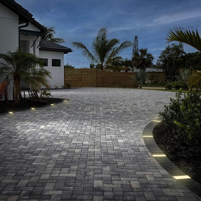 LUMENGY Paver Light 4x8 Inch (3.93x7.87), 2700K Warm White, Glare-Free Brick Lighting for Driveways, Walkways, Pool Decks and Patios, 12V Hardwired, IP67 Waterproof, Drive-Over Rated