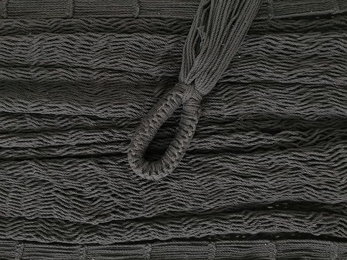 Traditional Mayan Hammock - Hammock Made with Thick Cotton Thread (Black, Large)