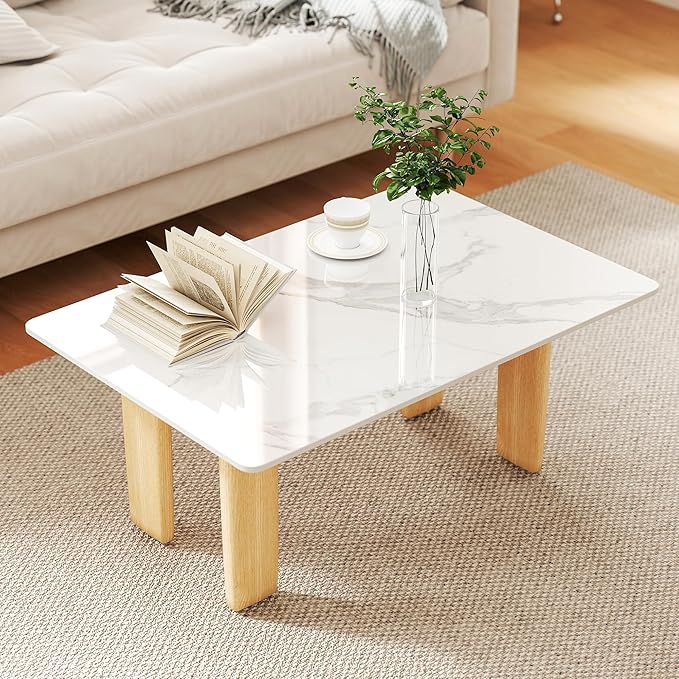 Rectangle Table Top,35.4” x 23.6 ” White Sintered Stone Tabletop, DIY Replacement & Cover Marble Desktop, Scratch & Wear Resistant, Easy to Clean, Suitable for Indoor & Outdoor