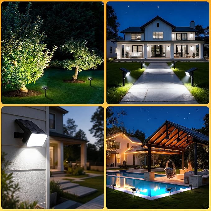 Solar Spot Lights Outdoor Waterproof, 10 Pack, 118 LED Cool White | IP67, 4 Modes Auto On/Off, for Yard Garden Pathway Walkway Tree Patio Driveway