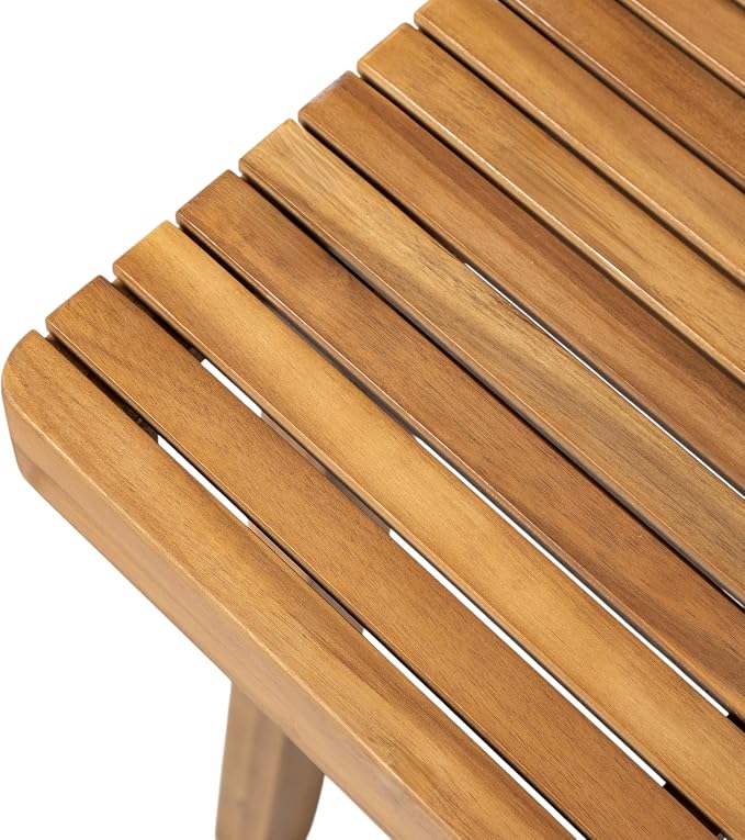 Christopher Knight Home Hobson Acacia Wood Outdoor Dining Table for 6, Wooden Patio Farmhouse Dining Table, Rectangle Slatted Top for Outdoor Gatherings, Natural Finish