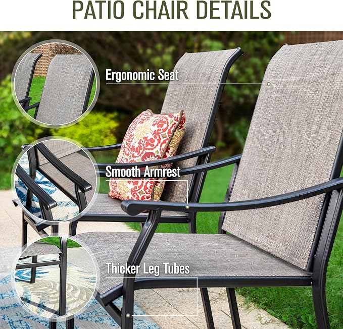 Sophia & William 5-Piece Outdoor Dining Set, 4 Comfortable Textilene Chairs and 37" Wood-like Top Outdoor Square Table, Durable All-Weather Patio Furniture for Lawn, Park, and Courtyard Support 350lbs