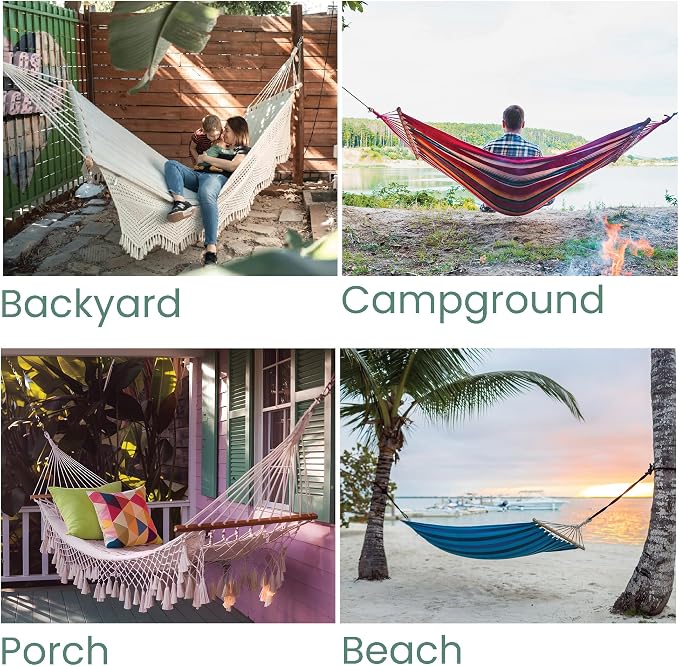 Striped Quilted Two Person Double Hammock with Pillow - 9' x 55" - Multicolor