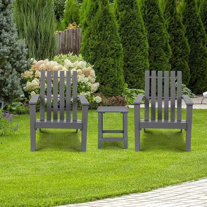 Tangkula Square Outdoor Side Table, Adirondack Table, Outdoor Indoor Chairside End Tables, Weather Resistant, Patio Side Table for Lawn Garden Balcony Backyard Living Room (1, Grey-Square)