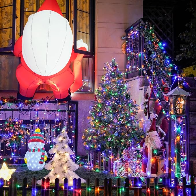 JMEXSUSS Connectable 100 LED Multicolor Christmas Lights for Tree | 8 Modes Christmas Tree Lights Indoor Outdoor Clear Wire, 33ft Colorful Lights Plug-in for Christmas Tree Bedroom
