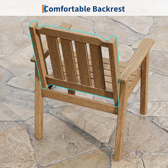 IDEALHOUSE Outdoor Patio Dining Chairs Set of 2, Heavy Duty HDPE Garden Seating with Sturdy Weather-Resistant Frame, Comfortable Wide Seat and Back, Waterproof for Backyard or Poolside, Brown