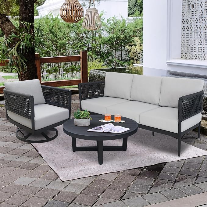 IC INTERNATIONAL CONCEPTS Outdoor Aluminum Patio Coffee Table - Charcoal