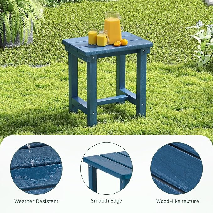 Furnimart 16.5" Adirondack Square Outdoor Side Table, Extra-Thick HDPE Weather-Resistant Teal Blue Small Patio End Table for Garden, Balcony, Yard, Deck, Poolside(Teal Blue)