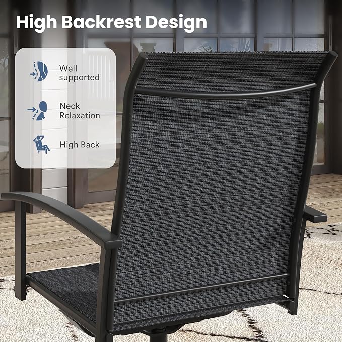 VICLLAX Outdoor Table and Chairs Set of 8, Metal Patio Dining Set-59.9" Round Dining Table and 8 Swivel Chairs for Deck, Lawn and Garden, Black Table and Chairs