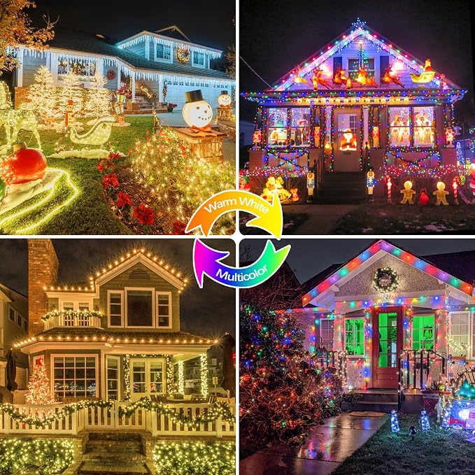 100 LED Connectable String Lights with Remote, Warm White to Multicolor | 11 Modes, Timer, 33FT Clear Wire Waterproof Color Changing Twinkle Fairy Lights Plug in for Bedroom Patio Xmas Tree Decor