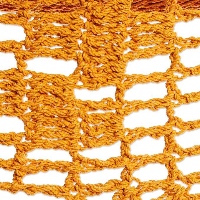 NOVICA Handmade Amber Cotton Hammock (Triple) with Macrame Panels - Double-Sized, Comfortable and Durable Outdoor Hamaca for Travel, Camping - 100% Cotton, Holds up to 550 lbs, Mirage in Amber'