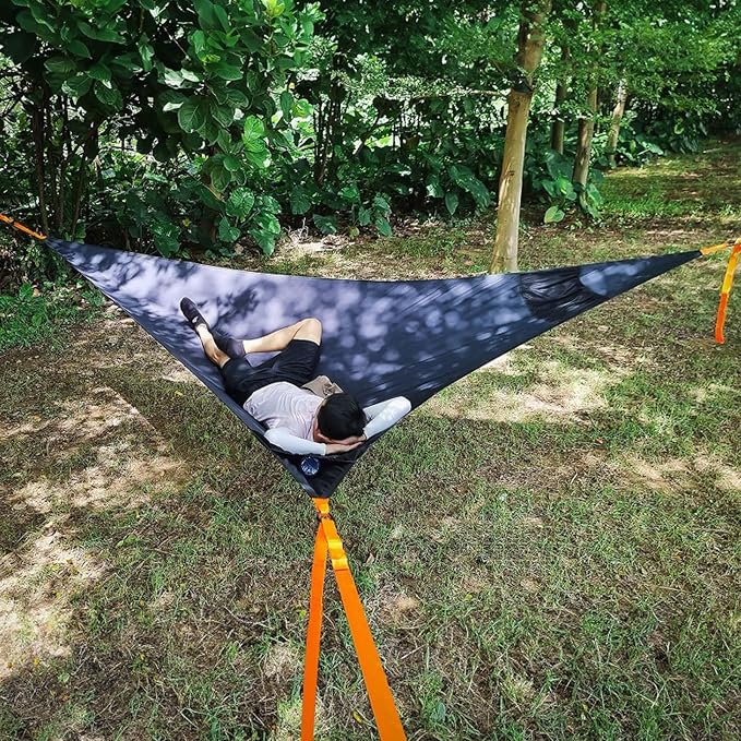 Triangle Hammock, 13Ft Extra Large Multi Person Camping Hammock, Outdoor Aerial Hammock 3 Point, Max 500lbs