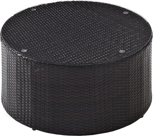 Crosley Furniture Catalina All Weather Rattan Wicker Outdoor Round Coffee Table for Patio, Deck, Porch, Brown