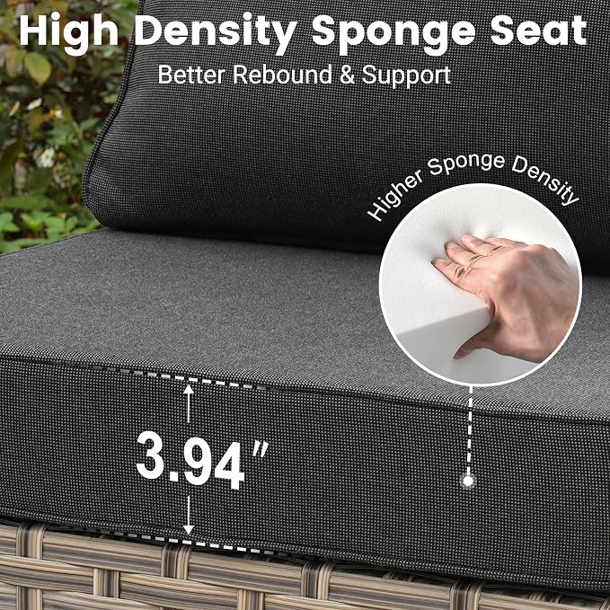 10 Pieces Wicker Patio Furniture Set,Outdoor Sectional Sofa with Swivel Chairs Coffee Table,Outside Deep Seat Rattan Couch Conversation Set,Black