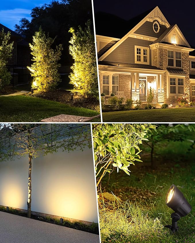 SUNVIE 6W AntiGlare Low Voltage Landscape Lights Low Voltage Lighting 12Pcs | Waterproof Landscape Spotlights with Connectors Warm White Landscaping Lights Spot Lights Outdoor for Garden Tree Wall Yard