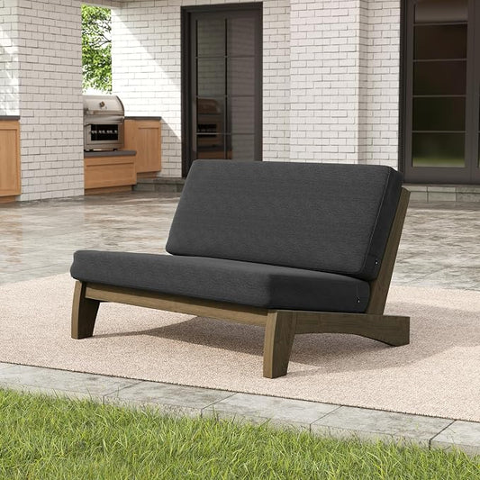 Pia Ricoo 1-Piece Patio Furniture Set, Outdoor Loveseat with 4.5-Inch Thick Cushions, All-Weather Outdoor Sofa for Backyard, Deck, Lawn - Drak