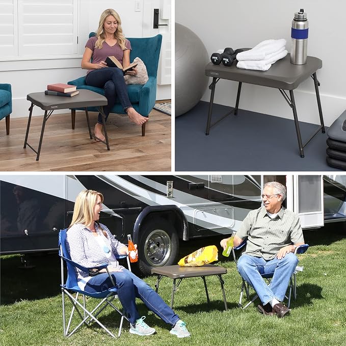 LIFETIME 280488 Compact Folding Low Side Table for Camping, Brown