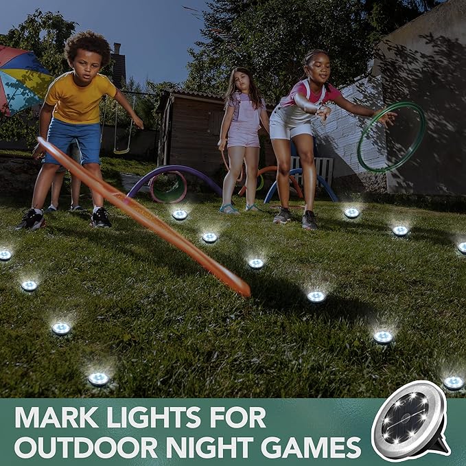 SOLPEX 20 Pack Small Solar Ground Lights, Pathway Lights Cool White | Stainless Steel Solar Powered Walkway Lights Waterproof, Landscape Lighting for Driveway, Garden, Backyard, Patio