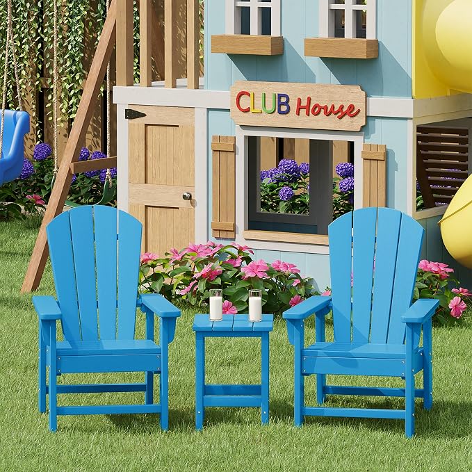 Costaelm Kids Outdoor End Table, Small Patio Table, Outdoor Side Table Porch Table Adirondack Patio Side Table for Outside, Pool, Porch, Garden, Pacific Blue