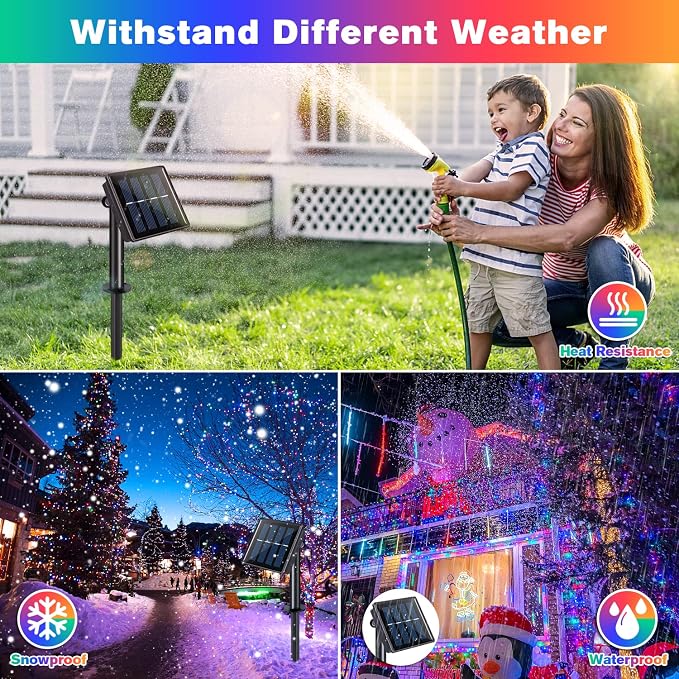JMEXSUSS 4 Pack Solar Fairy Lights, Each 33ft 100 LED, Multicolored | Outdoor Waterproof, 8 Modes Solar Christmas String Lights for Garden Yard Tree Christmas Decorations