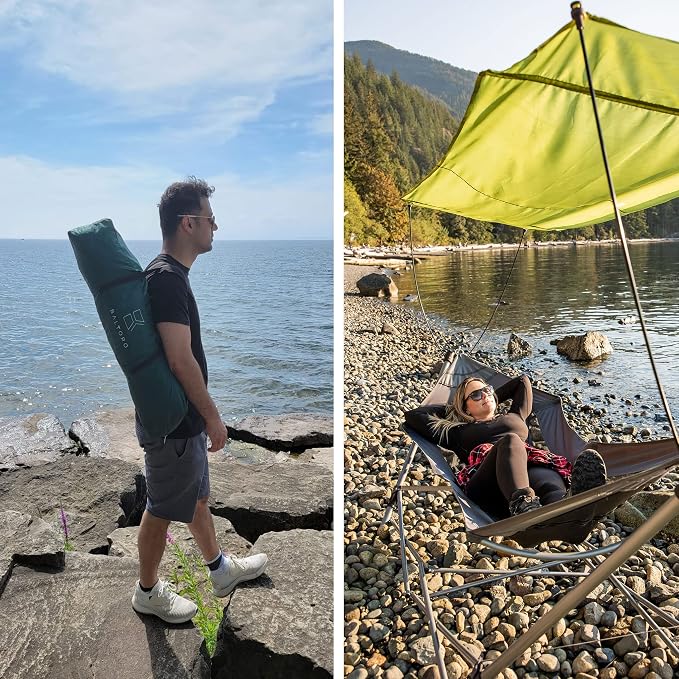 Lucania Portable Hammock with Stand and Canopy - Foldable Freestanding Heavy Duty Hammock for Indoor, Outdoor, Camping, Patio & Backyard (290 lbs Capacity)