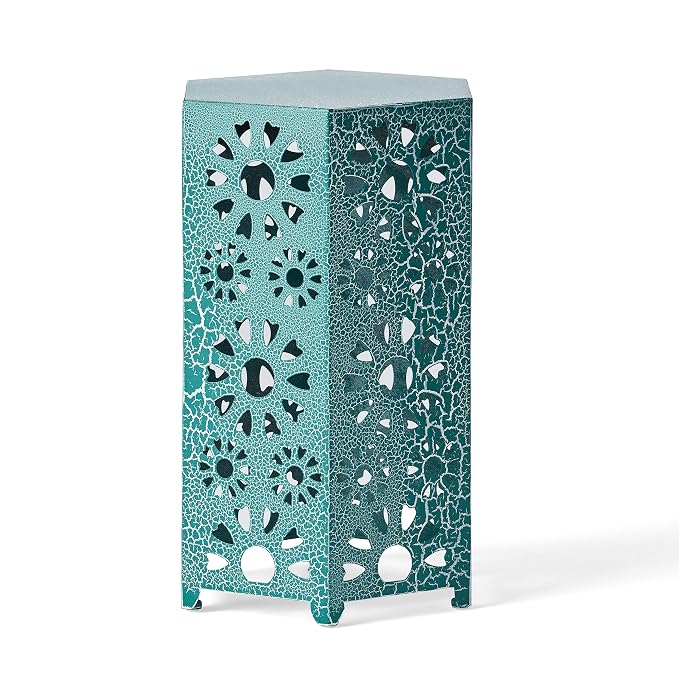 Christopher Knight Home Eliana Outdoor 14" Sunburst Iron Side Table, Crackle Teal
