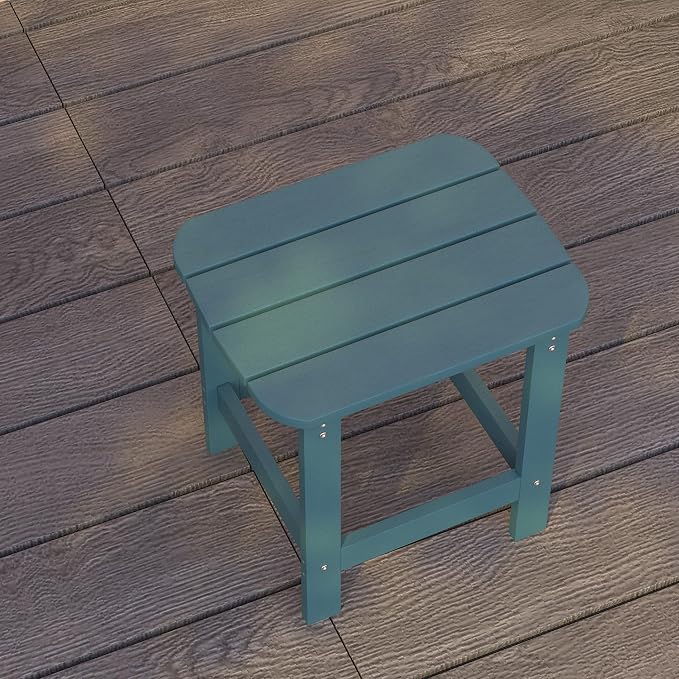Merrick Lane Riviera Poly Resin Adirondack Style Side Table - Sea Foam - Indoor/Outdoor - All-Weather