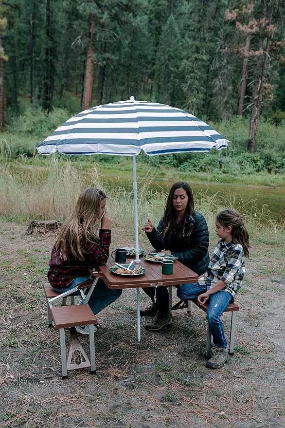 Stansport Picnic Table and Umbrella Combo - Brown