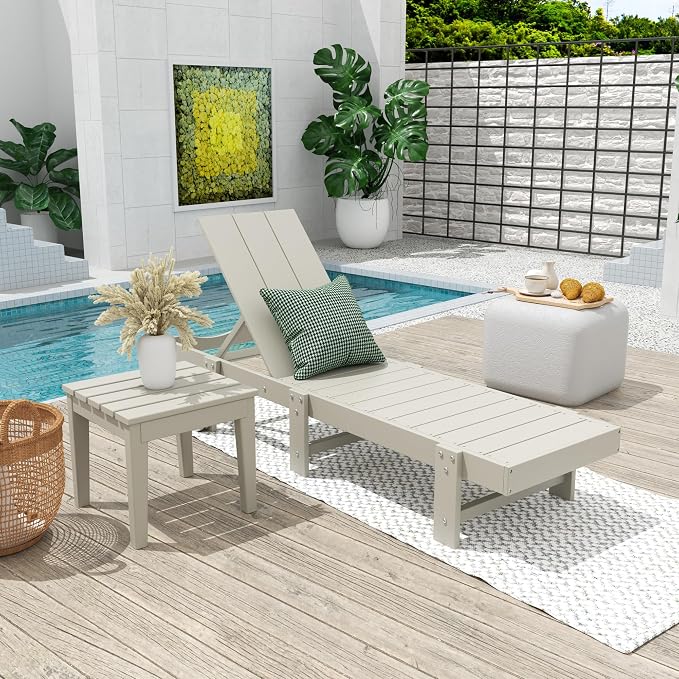 Costaelm Small Outdoor Side Table, Patio End Table Weather Resistant Outdoor Coffee Table, Square Conversation Table for Indoor, Porch, Balcony, Garden, Poolside, Deck, Sand